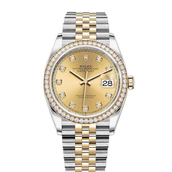 Rolex Datejust 126283RBR 36 mm-es pezsgő tárcsás női automata óra